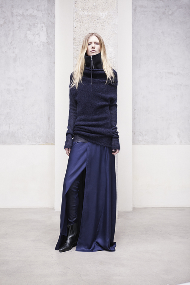 ABITO INSERTO PELLE SPACCO LEGGING  COLLO ALTO PELLE MAGLIA MAGLIERIA COLLEZIONE ILARIA NISTRI AUTUNNO INVERNO 2013-2014 