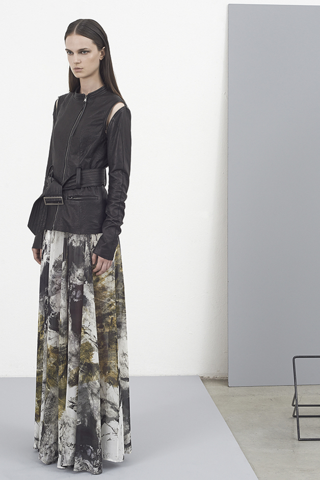 LEATHER JACKET LICHEN BRUSH PRINT SKIRT COLLECTION ILARIA NISTRI PRE|VIEW SPRING SUMMER 2014 SS14 