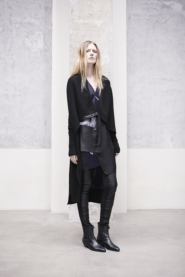 CARDIGAN MAGLIERIA INSERTI PELLE TOP INSERTO PELLE STAMPA LEGGING MIX PELLE COLLEZIONE ILARIA NISTRI AUTUNNO INVERNO 2013-2014 