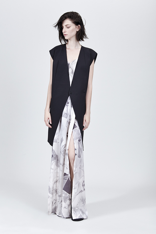 VEST  |  ‘FACETED II’ PRINT DRESS