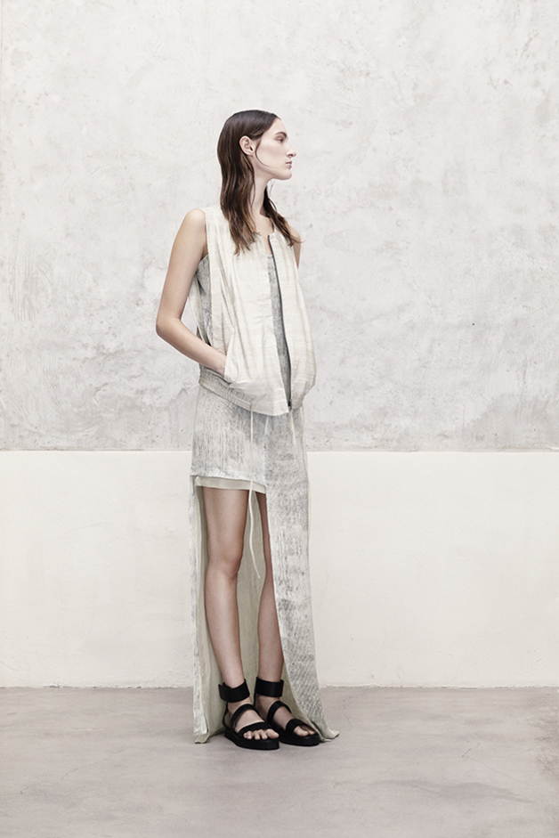 EEL LEATHER GILET DRESS COLLECTION ILARIA NISTRI SPRING SUMMER 2014 SS14 MODEL FRANZI MUELLER 