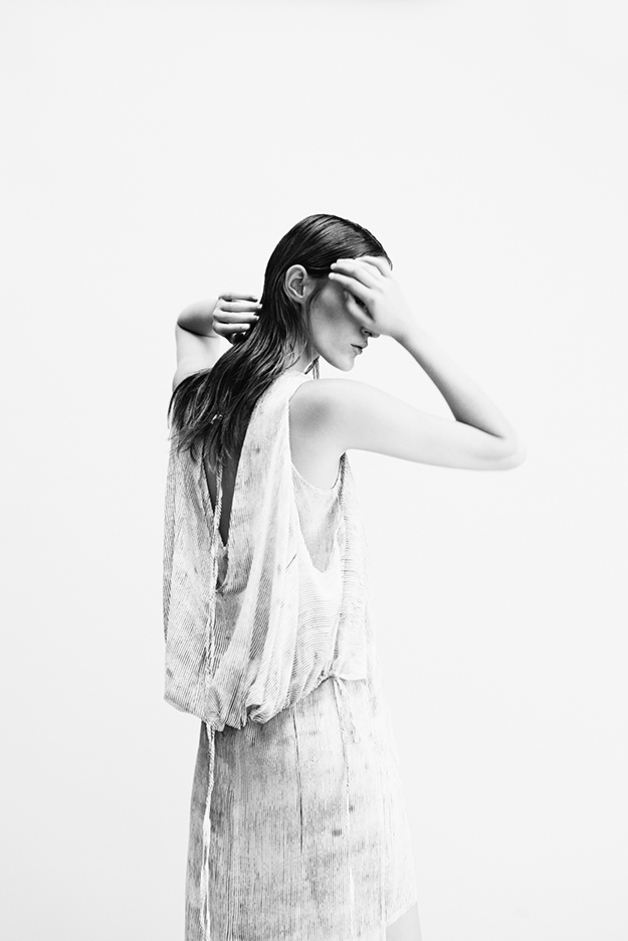INK STRIPES DRESS COLLECTION ILARIA NISTRI SPRING SUMMER 2014 SS14 MODEL FRANZI MUELLER 