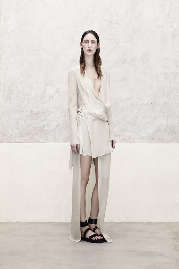 BLOUSE EEL LEATHER SKIRT COLLECTION ILARIA NISTRI SPRING SUMMER 2014 SS14 MODEL FRANZI MUELLER 