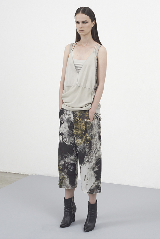LEATHER TOP LICHEN BRUSH PRINT PANTS COLLECTION ILARIA NISTRI PRE|VIEW SPRING SUMMER 2014 SS14 