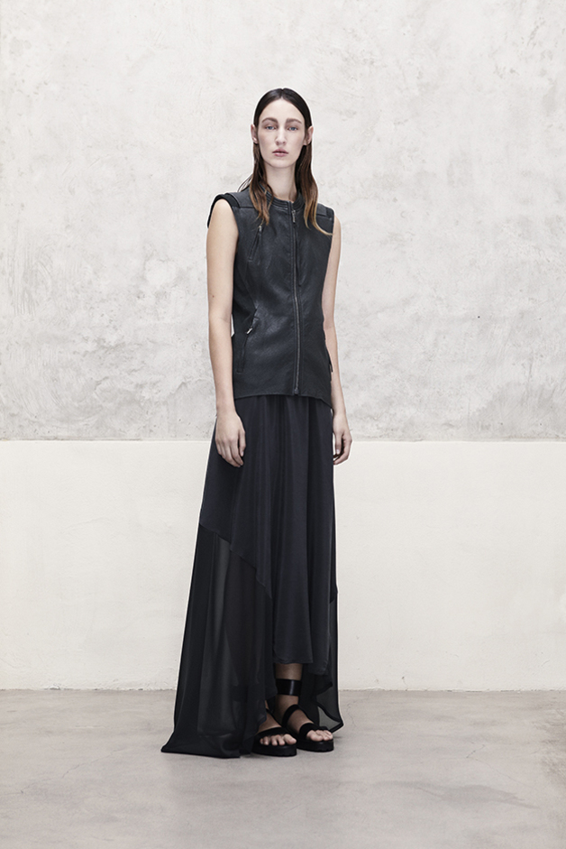 LEATHER GILET SKIRT COLLECTION ILARIA NISTRI SPRING SUMMER 2014 SS14 MODEL FRANZI MUELLER 