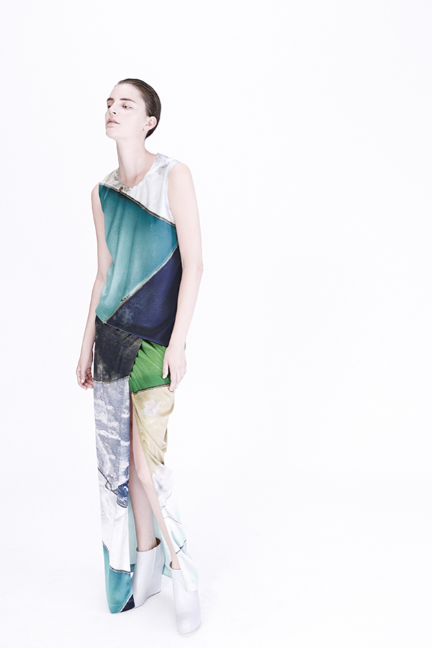TOP SKIRT TERMINAL MIRAGE 22 PRINT COLLABORATION PH ARTIST PHOTOGRAPHER DAVID MAISEL ILARIA NISTRI COLLECTION SPRING SUMMER 2015 SS15 MODEL LAURA KAMPMAN