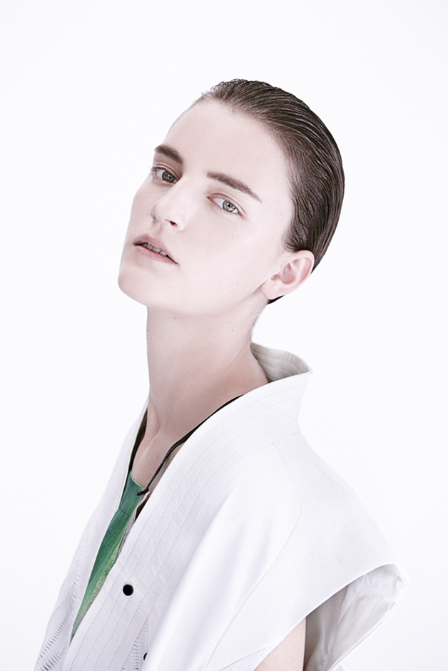 LEATHER VEST LASER TOP CARLIN PRINT COLLABORATION PH ARTIST PHOTOGRAPHER DAVID MAISEL ILARIA NISTRI COLLECTION SPRING SUMMER 2015 SS15 MODEL LAURA KAMPMAN