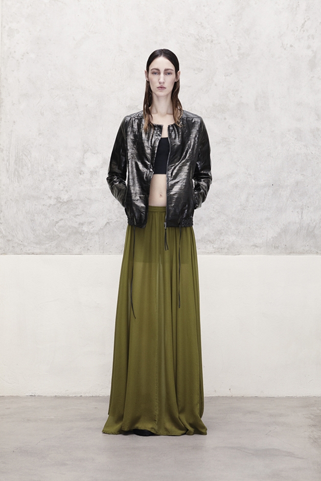 EEL LEATHER JACKET TOP SKIRT COLLECTION ILARIA NISTRI SPRING SUMMER 2014 SS14 MODEL FRANZI MUELLER 