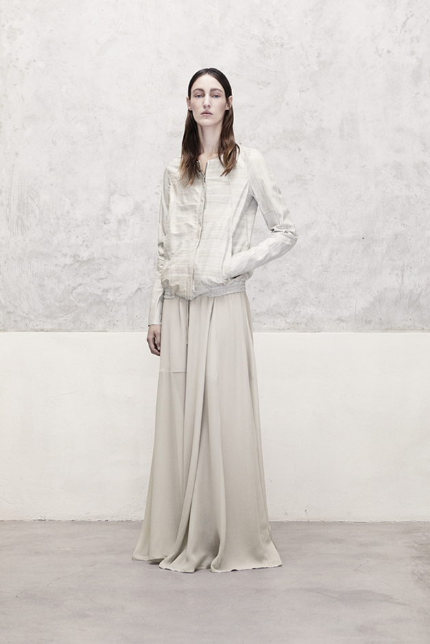 EEL LEATHER JACKET SILK SKIRT COLLECTION ILARIA NISTRI SPRING SUMMER 2014 SS14 MODEL FRANZI MUELLER 