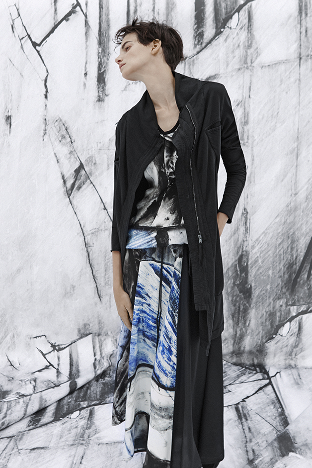 LONG CARDIGAN TOP SKIRT PRINT MARBLE CARRARA PH FEDERICA DI GIOVANNI ARISTIC COLLABORATION COLLECTION ROQUE SPRING SUMMER 2015 SS15 CONTEMPORARY DAYWEAR LINE