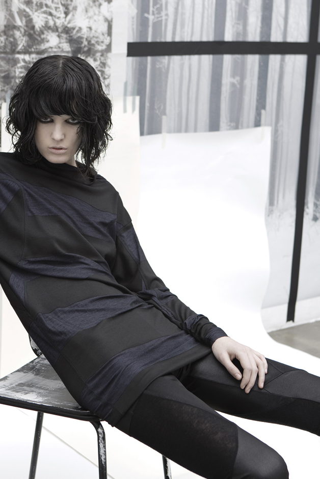 MAGLIA RIGHE LEGGING INSERTATO QUADRI DI NATURA COLLEZIONE ROQUE AUTUNNO INVERNO 2013-2014 LINEA CONTEMPORARY