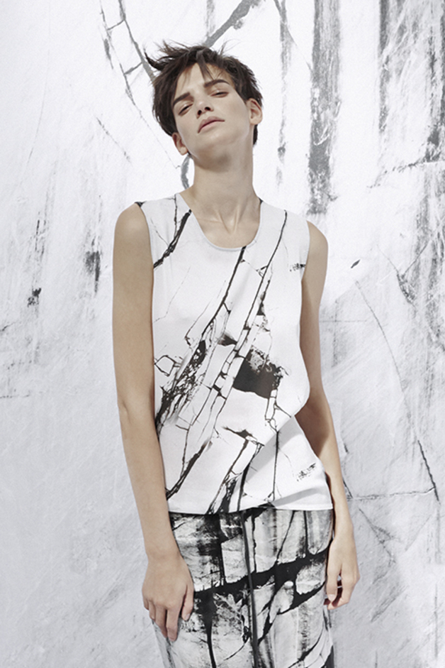 TOP PANTS PRINT MARBLE CARRARA PH FEDERICA DI GIOVANNI ARISTIC COLLABORATION COLLECTION ROQUE SPRING SUMMER 2015 SS15 CONTEMPORARY DAYWEAR LINE