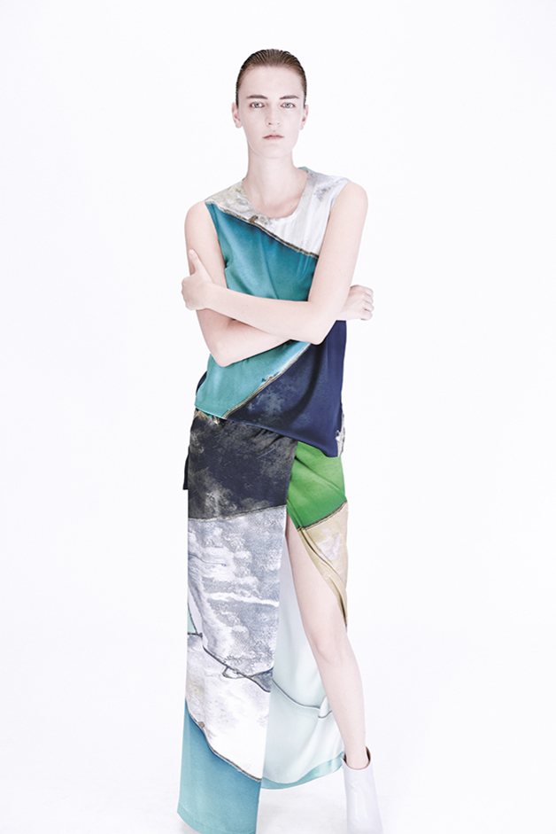 TOP SKIRT TERMINAL MIRAGE 22 PRINT COLLABORATION PH ARTIST PHOTOGRAPHER DAVID MAISEL ILARIA NISTRI COLLECTION SPRING SUMMER 2015 SS15 MODEL LAURA KAMPMAN