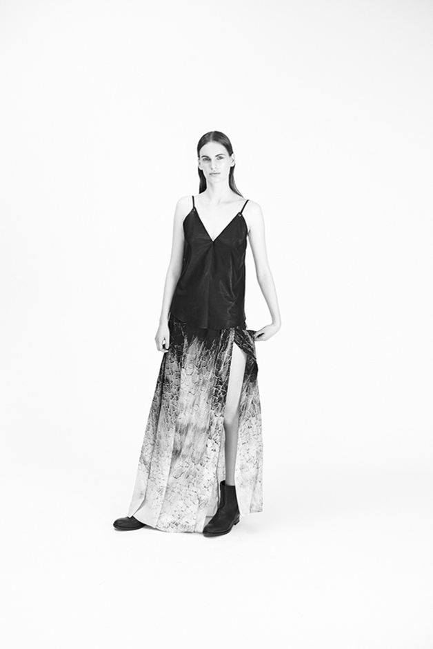 LEATHER TOP SKIRT PRINT COLLABORATION PH ARTIST DAVID MAISEL BLACK MAPS TERMINAL MIRAGE 76 ILARIA NISTRI PREVIEW PRE|VIEW COLLECTION SPRING SUMMER 2015 SS15 