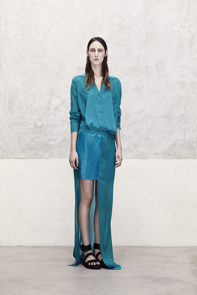 BLOUSE EEL LEATHER SKIRT COLLECTION ILARIA NISTRI SPRING SUMMER 2014 SS14 MODEL FRANZI MUELLER 