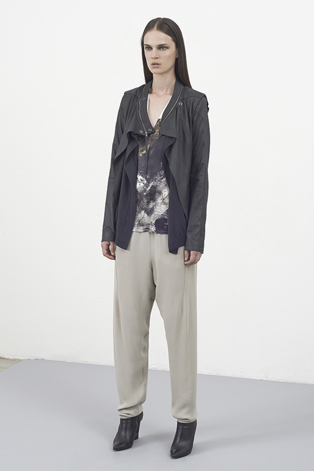 LEATHER JACKET TOP LICHEN BRUSH PRINT PANTS COLLECTION ILARIA NISTRI PRE|VIEW SPRING SUMMER 2014 SS14 