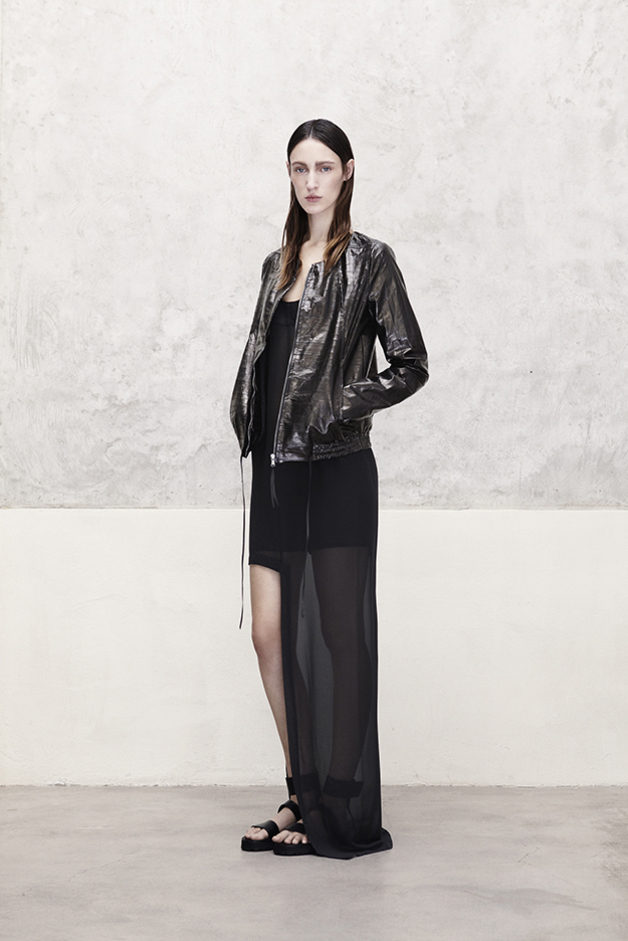 EEL LEATHER JACKET DRESS SHORTS COLLECTION ILARIA NISTRI SPRING SUMMER 2014 SS14 MODEL FRANZI MUELLER 