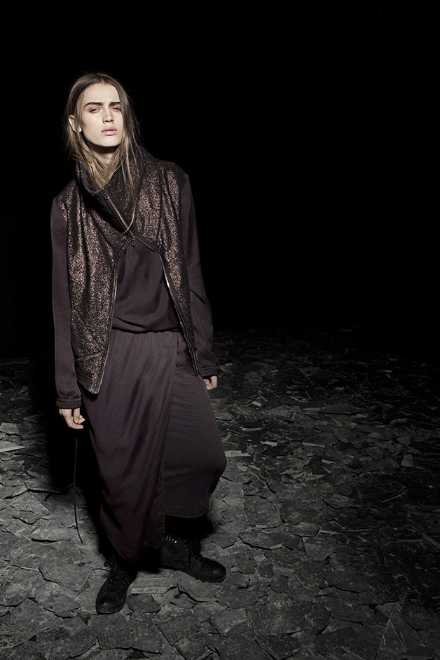 LAMINATED CARDIGAN JACKET TOP BLOUSE SKIRT LEGGING COLLECTION ROQUE FALL WINTER 2014-2015 